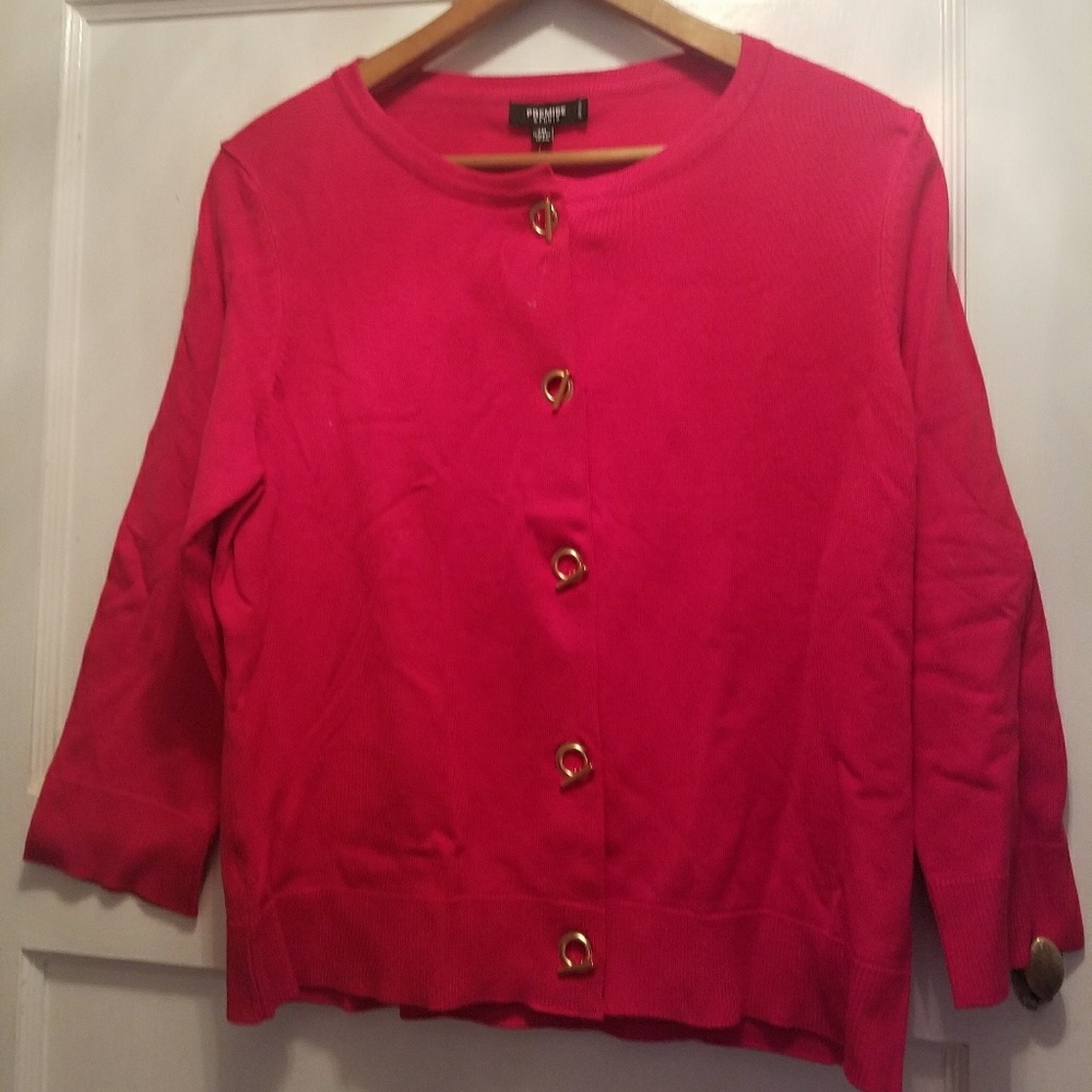Red cardigan